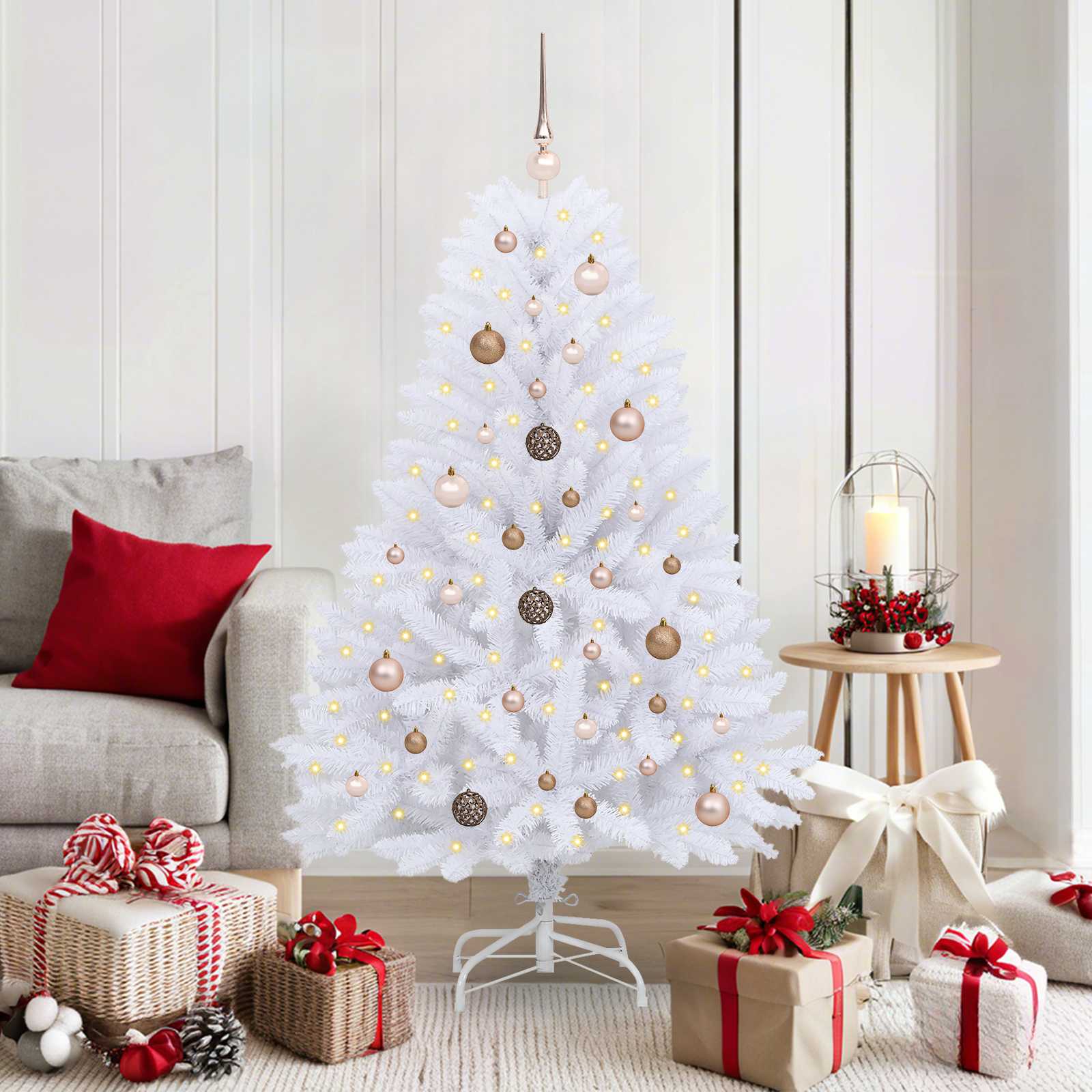 Künstlicher Weihnachtsbaum Klappbar Mit Ständer Weiß