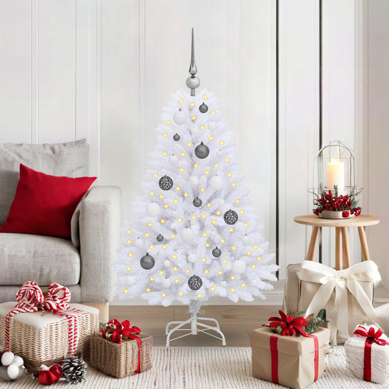 Künstlicher Weihnachtsbaum Klappbar Mit Ständer Weiß