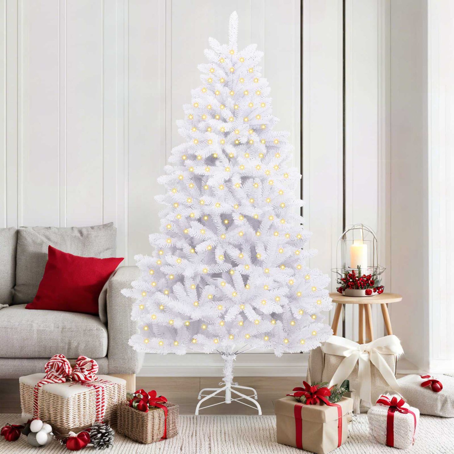 Künstlicher Weihnachtsbaum Klappbar Mit Ständer Weiß