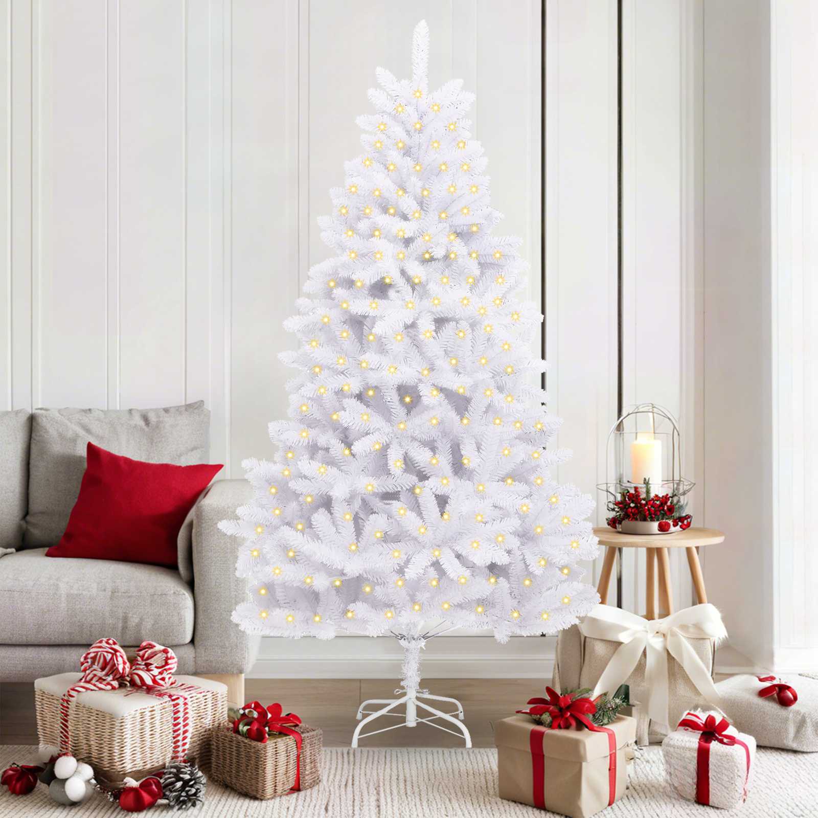 Künstlicher Weihnachtsbaum Klappbar Mit Ständer Weiß