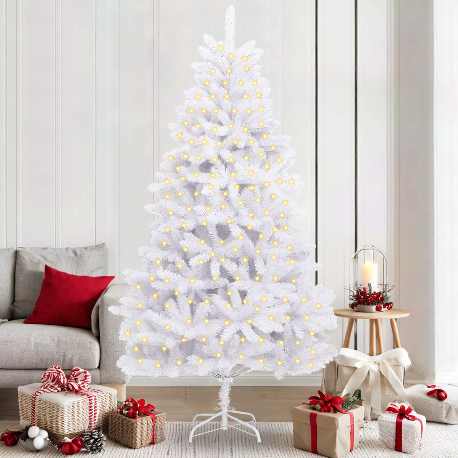 Künstlicher Weihnachtsbaum Klappbar Mit Ständer Weiß