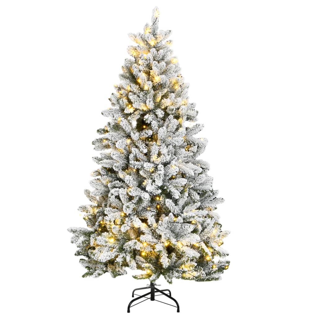 Künstlicher Weihnachtsbaum Klappbar Mit Schnee 300 Leds Grün Und Weiß