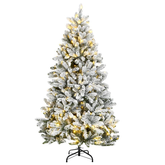 Künstlicher Weihnachtsbaum Klappbar Mit Schnee 300 Leds Grün Und Weiß