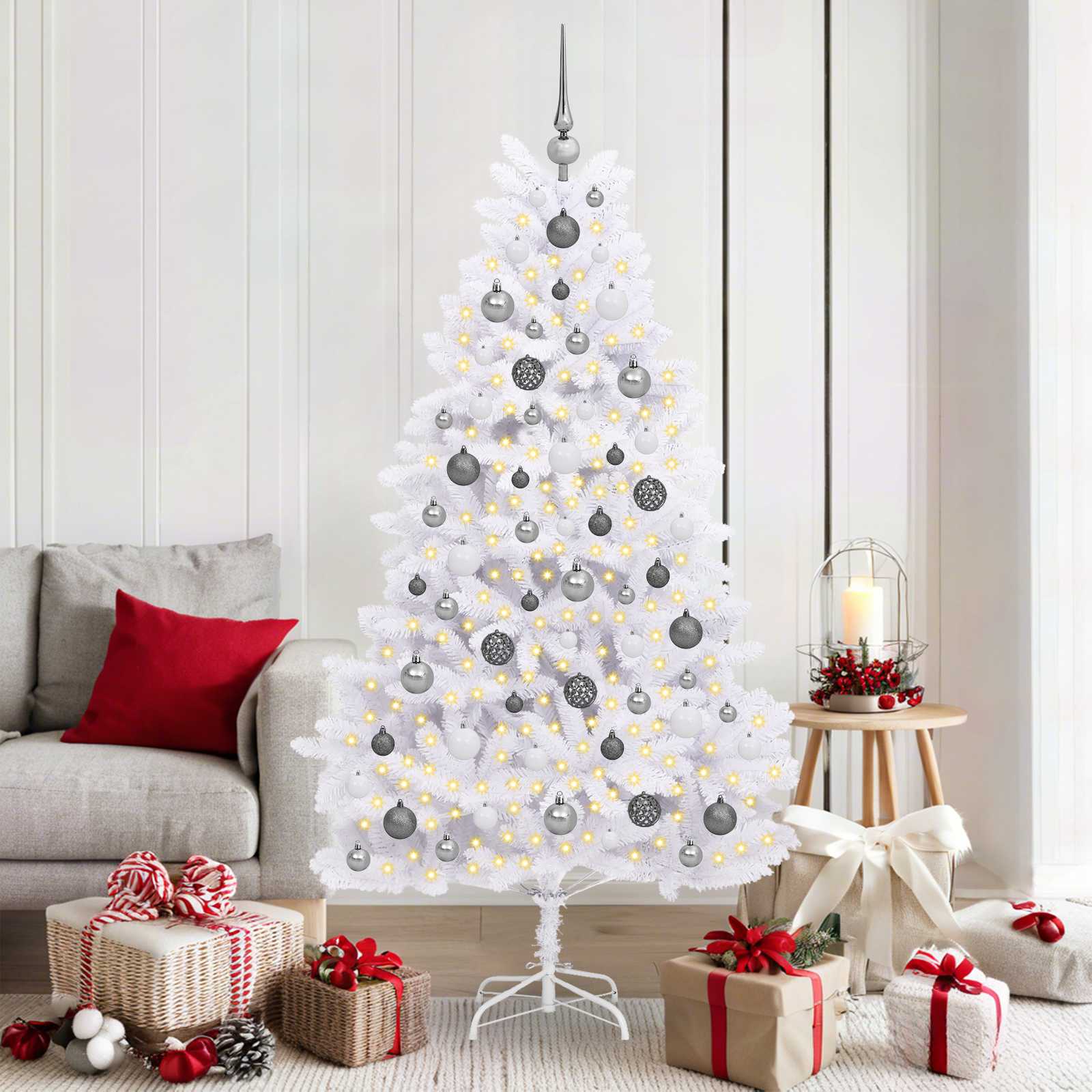 Künstlicher Weihnachtsbaum Klappbar Mit Ständer Weiß