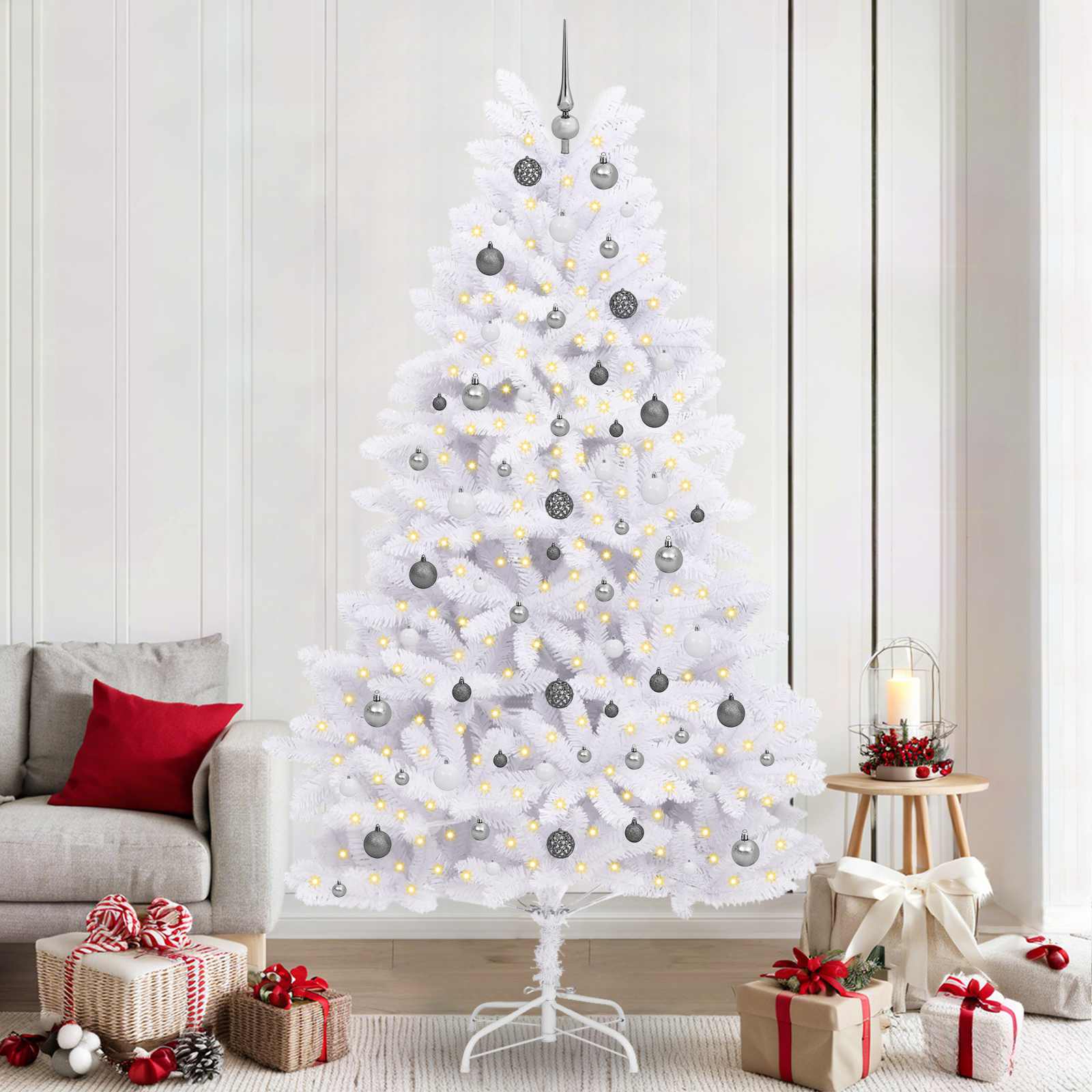 Künstlicher Weihnachtsbaum Klappbar Mit Ständer Weiß