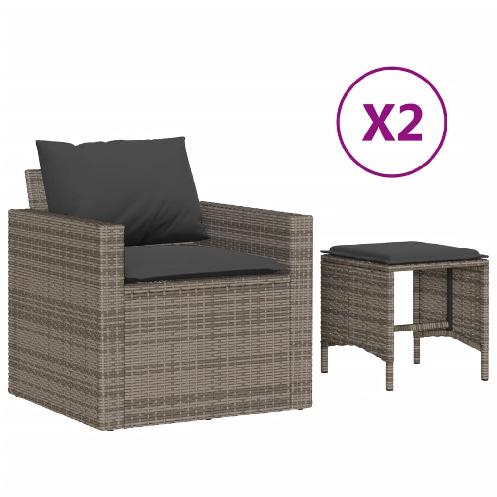 4-Tlg. Garten-Sofagarnitur Mit Kissen Poly Rattan