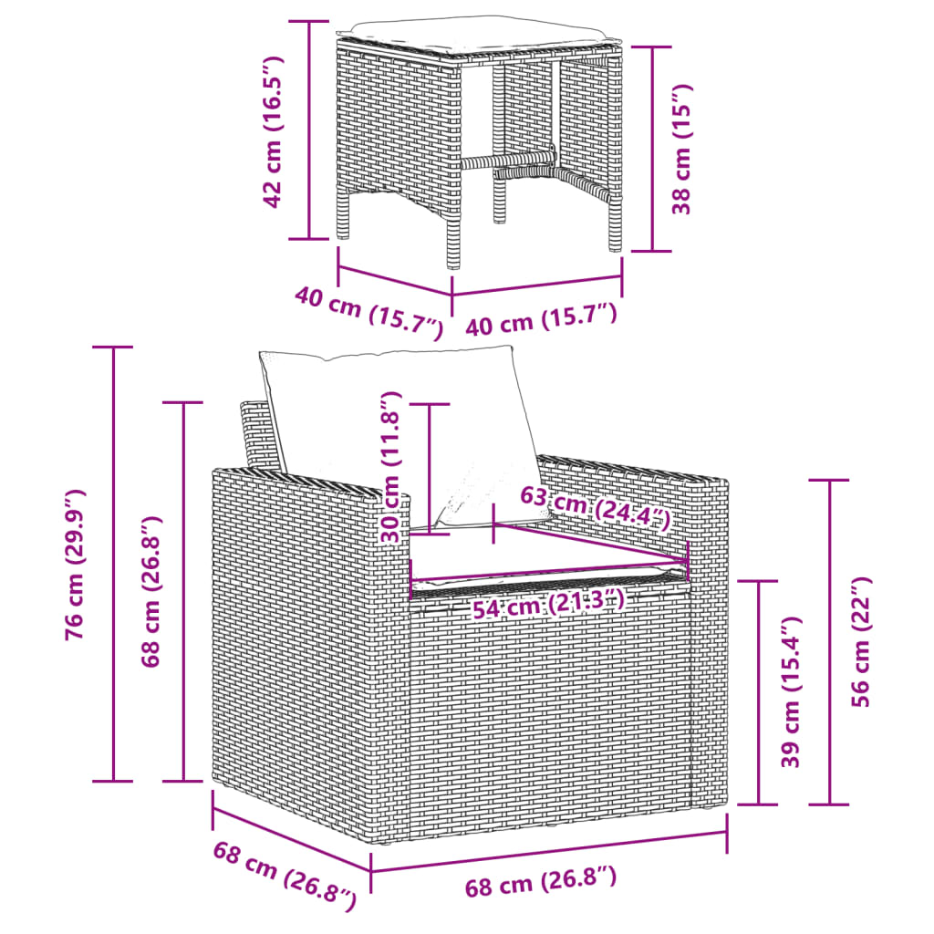 4-Tlg. Garten-Sofagarnitur Mit Kissen Poly Rattan