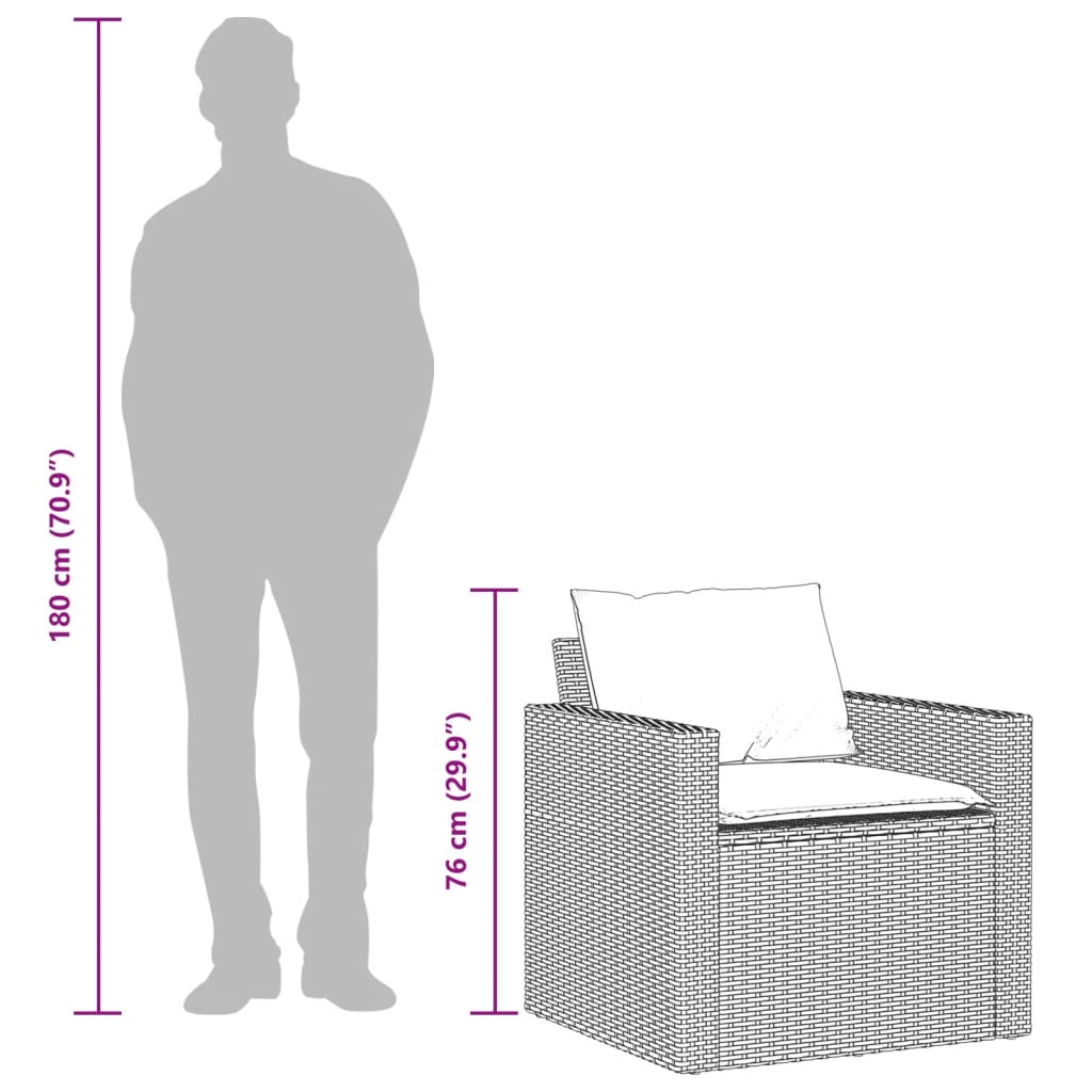 4-Tlg. Garten-Sofagarnitur Mit Kissen Poly Rattan