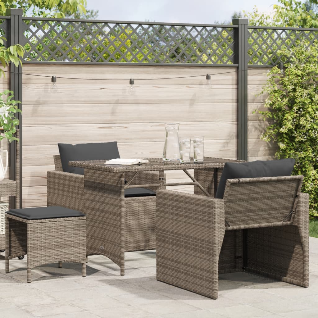 4-Tlg. Garten-Sofagarnitur Mit Kissen Poly Rattan