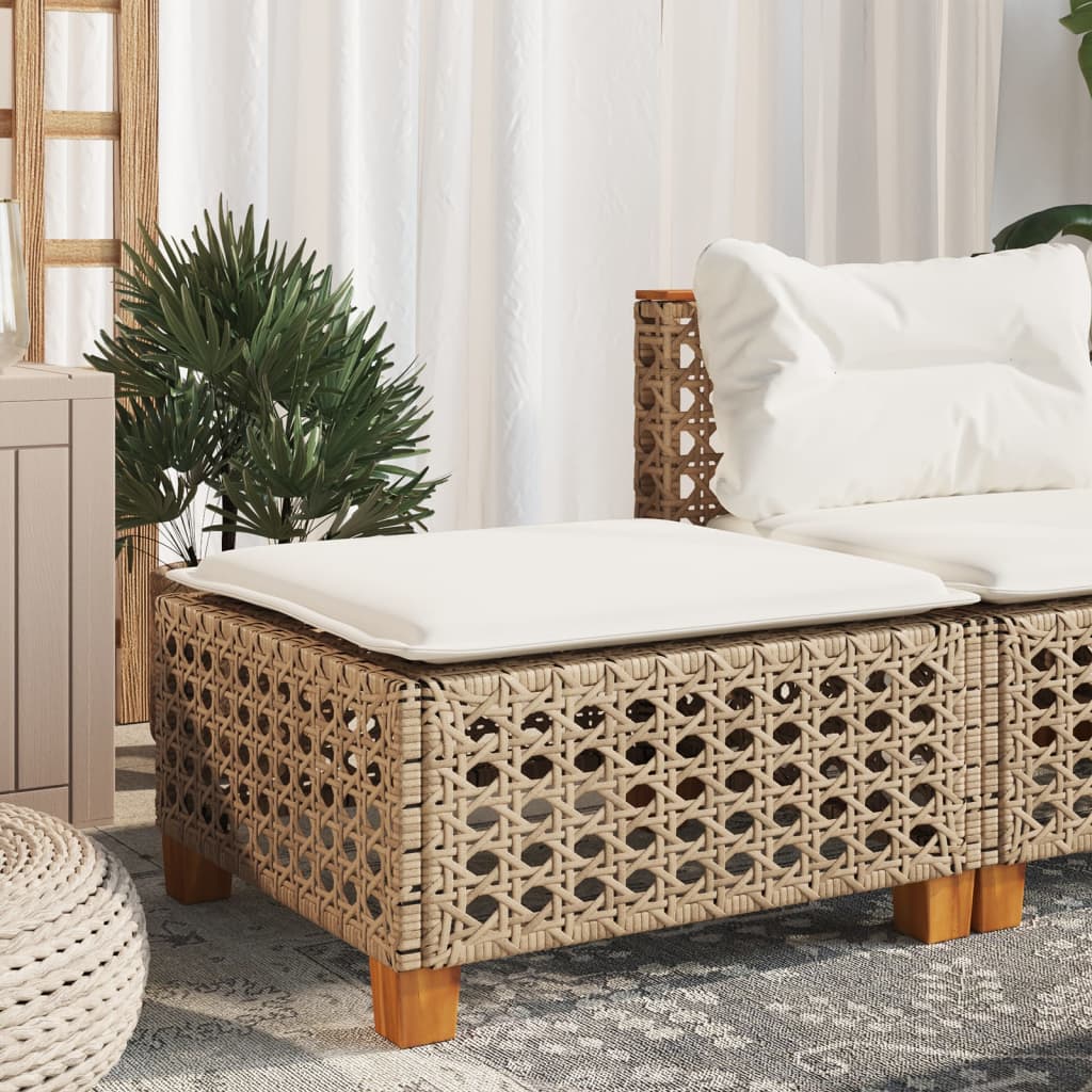 Gartenhocker Mit Kissen 63,5X56X32 Cm Poly Rattan