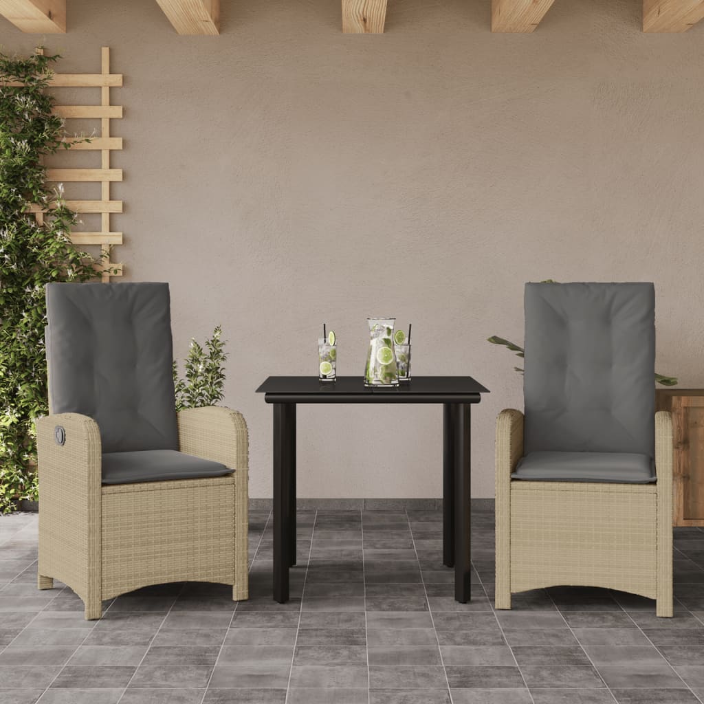 9-Tlg. Garten-Essgruppe Mit Kissen Beigemischung Poly Rattan
