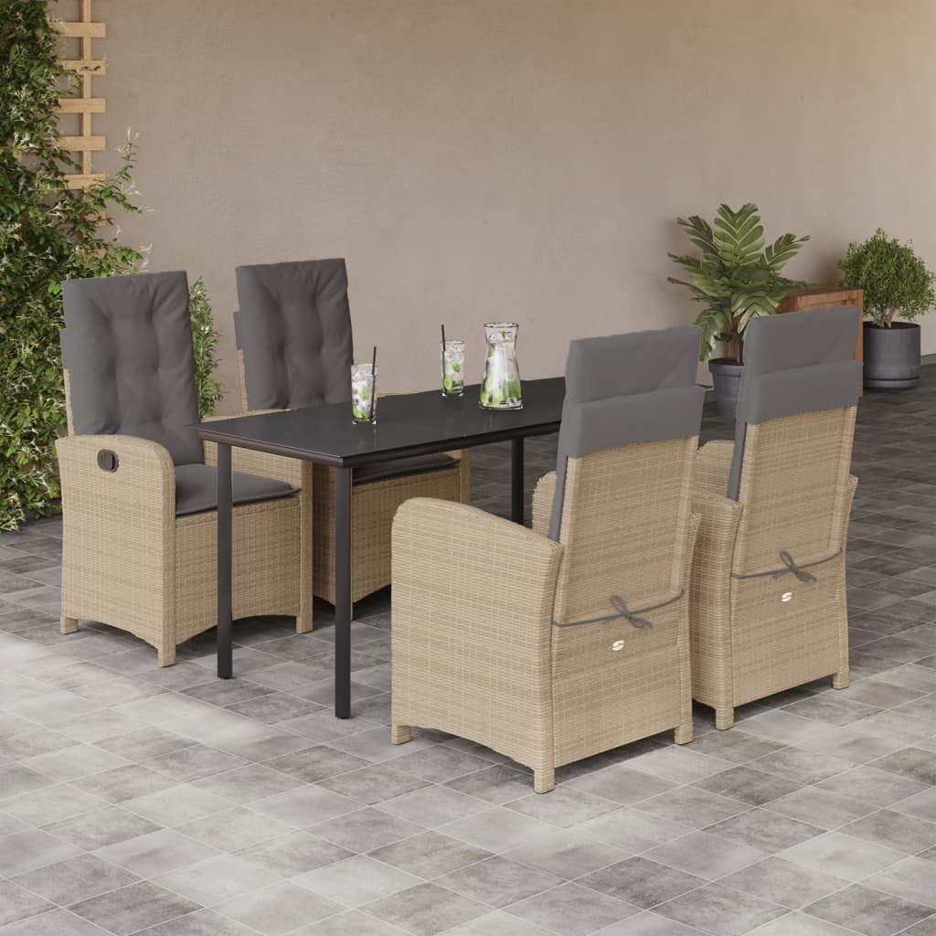 9-Tlg. Garten-Essgruppe Mit Kissen Beigemischung Poly Rattan