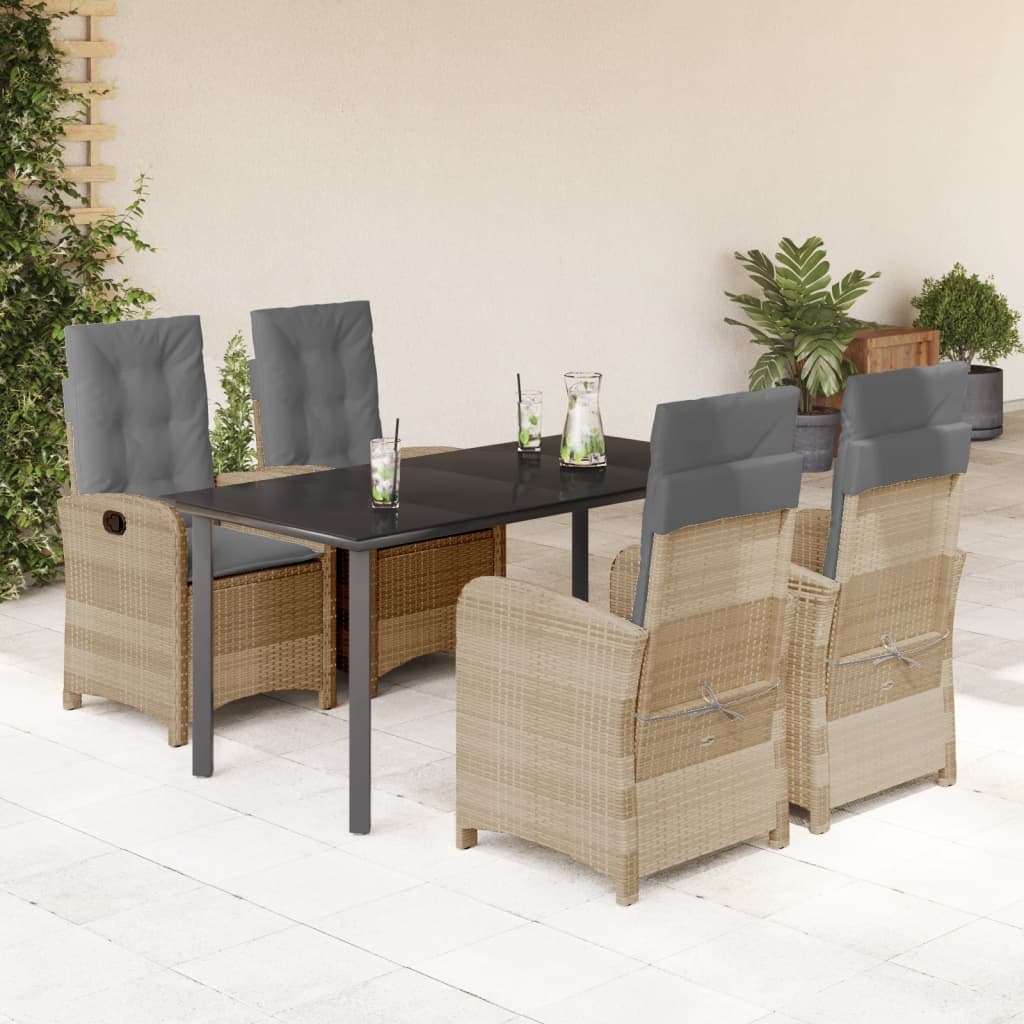 9-Tlg. Garten-Essgruppe Mit Kissen Beigemischung Poly Rattan