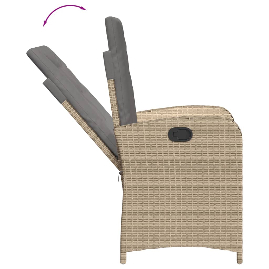 9-Tlg. Garten-Essgruppe Mit Kissen Beigemischung Poly Rattan