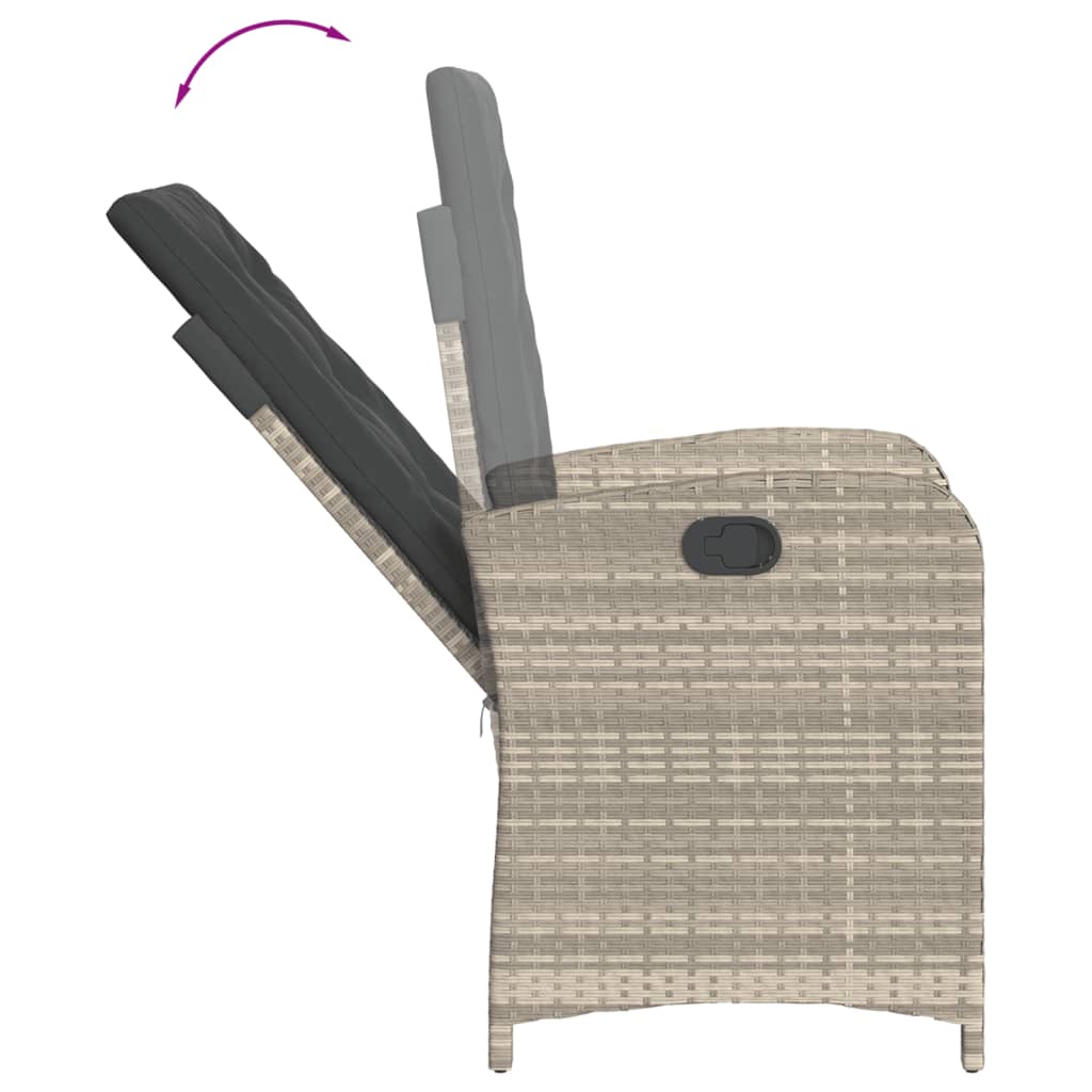9-Tlg. Garten-Essgruppe Mit Kissen Hellgrau Poly Rattan