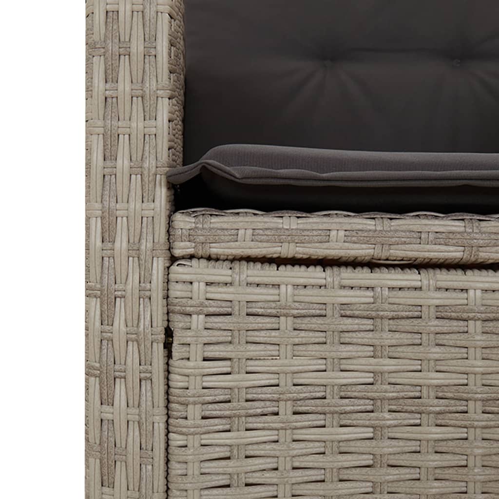 9-Tlg. Garten-Essgruppe Mit Kissen Hellgrau Poly Rattan