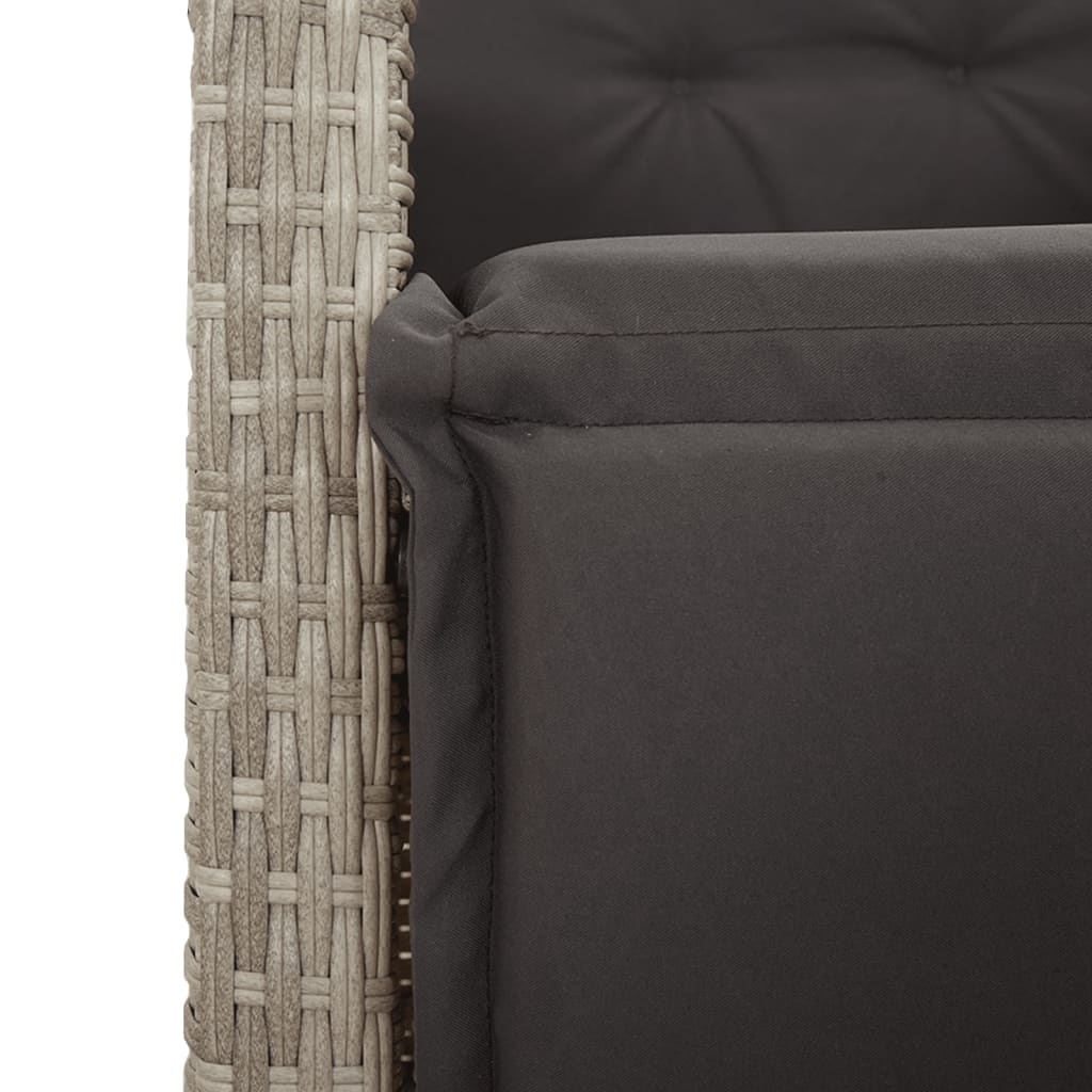 9-Tlg. Garten-Essgruppe Mit Kissen Hellgrau Poly Rattan