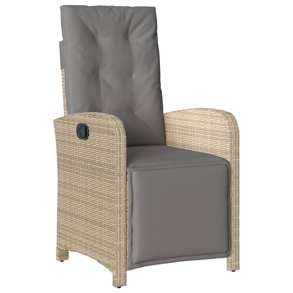3-Tlg. Bistro-Set Mit Kissen Beige Poly Rattan