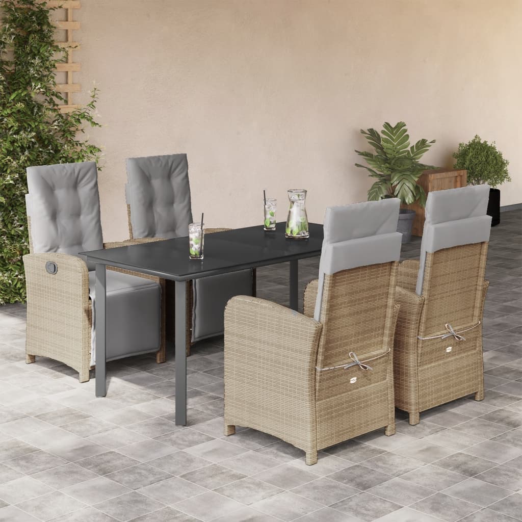 3-Tlg. Bistro-Set Mit Kissen Beige Poly Rattan