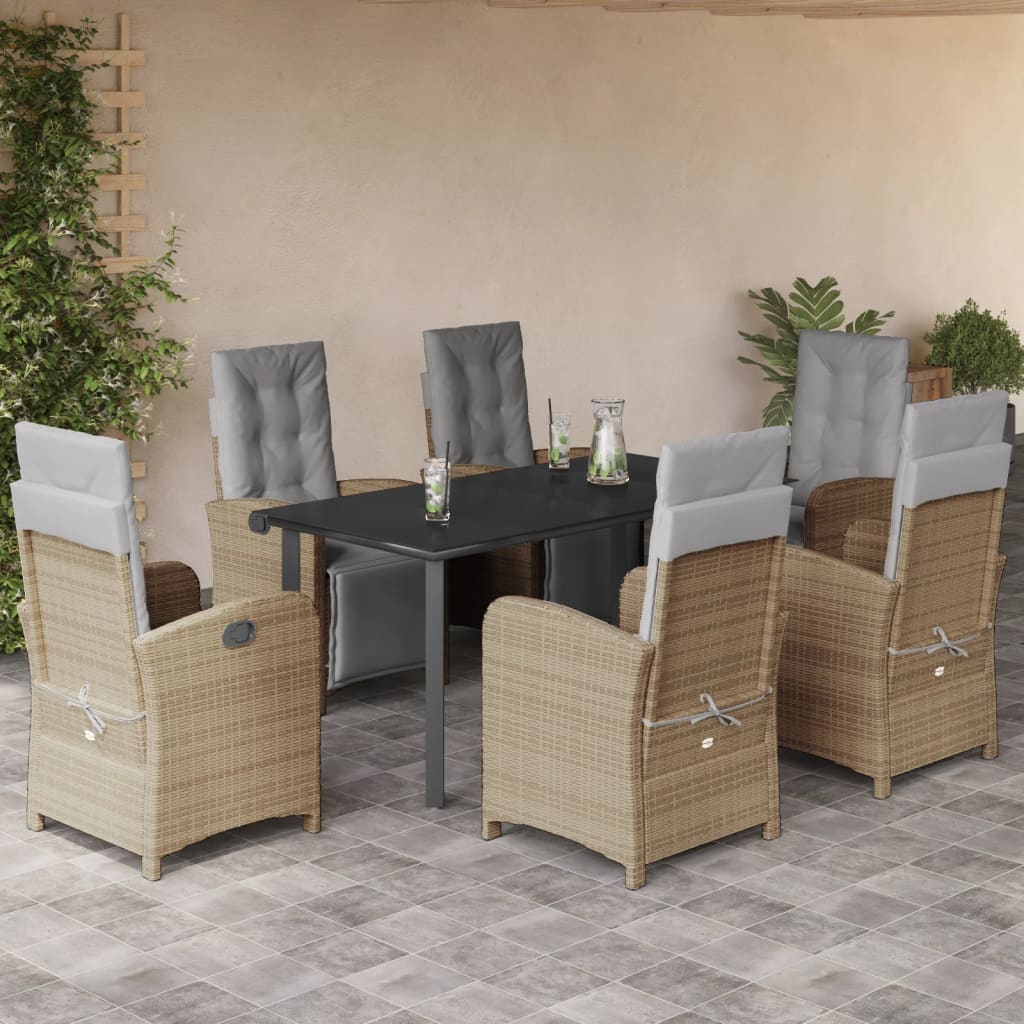 3-Tlg. Bistro-Set Mit Kissen Beige Poly Rattan