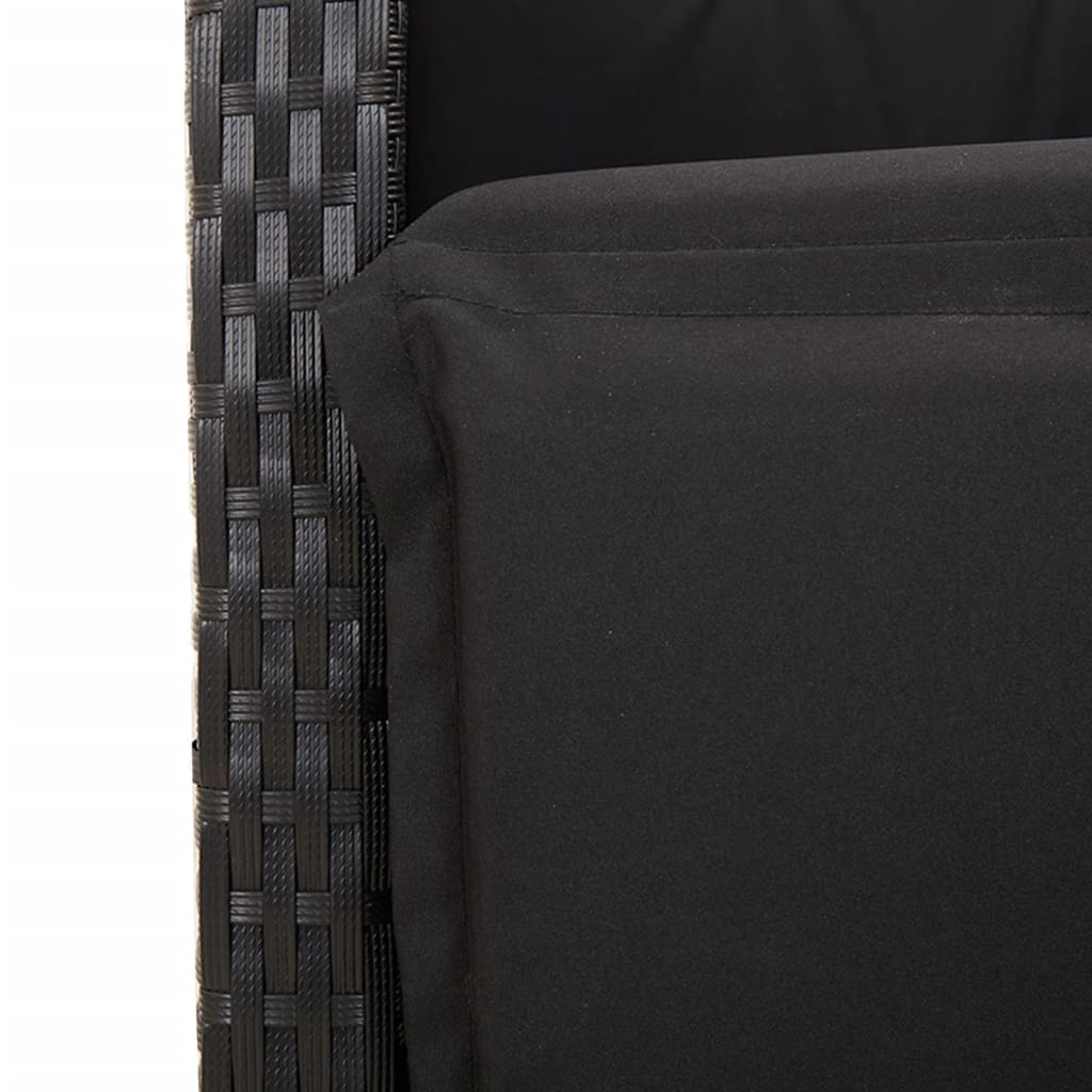 9-Tlg. Garten-Essgruppe Mit Kissen Schwarz Poly Rattan