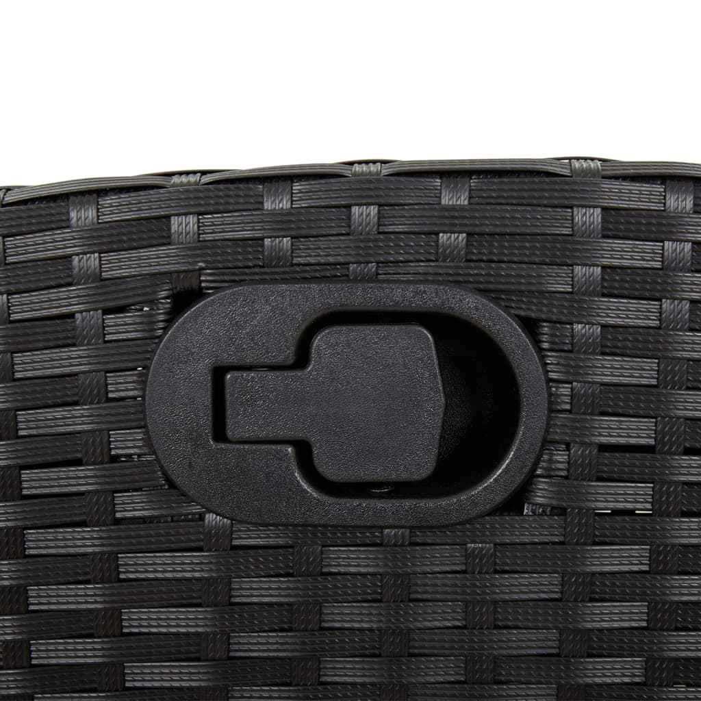 9-Tlg. Garten-Essgruppe Mit Kissen Schwarz Poly Rattan