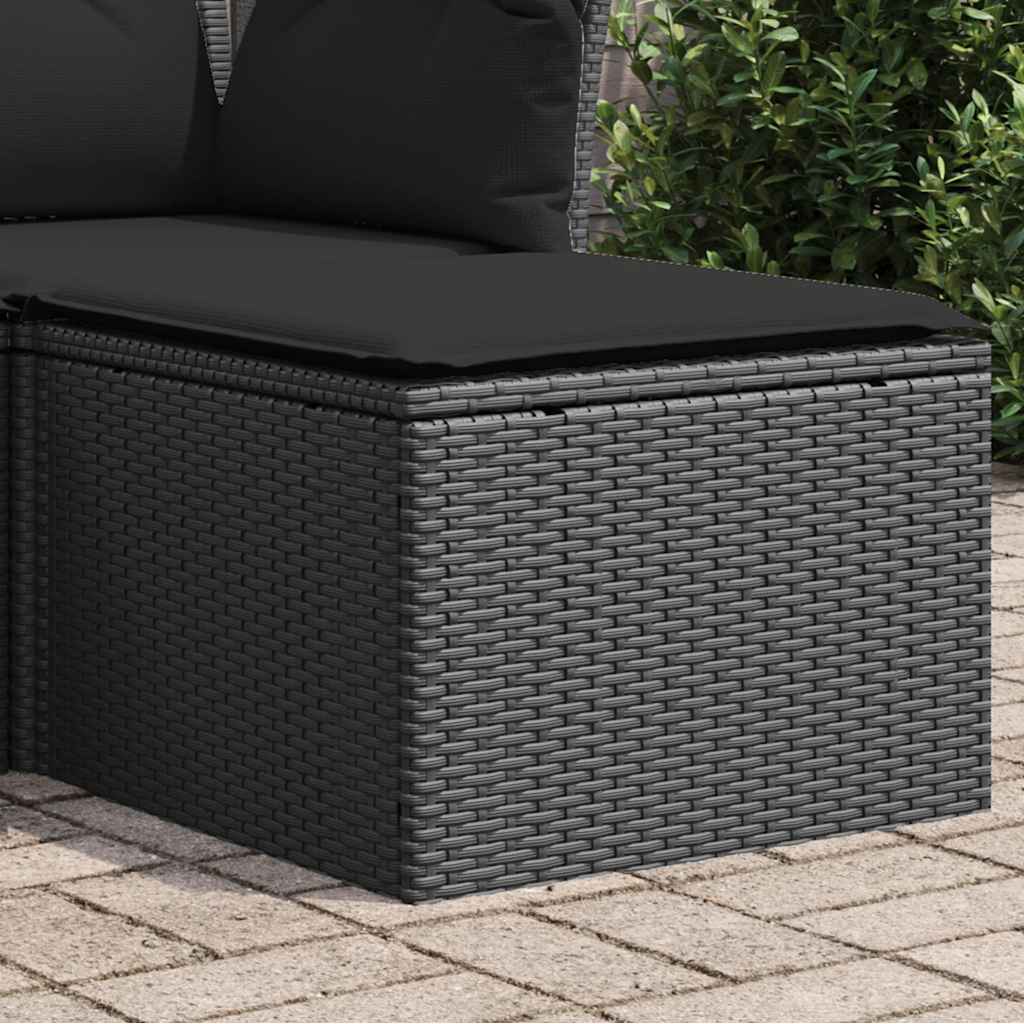 Gartenhocker Mit Kissen Beige 55X55X37 Cm Poly Rattan