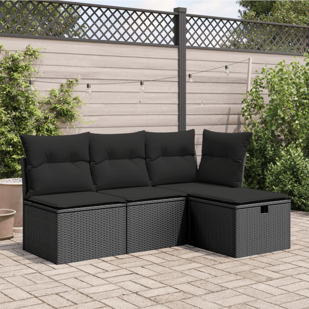 Gartenhocker Mit Kissen Beige 55X55X37 Cm Poly Rattan