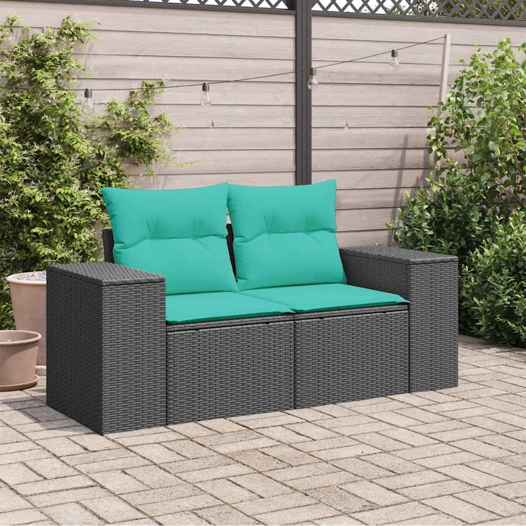 Gartensofa Mit Kissen 2-Sitzer Poly Rattan