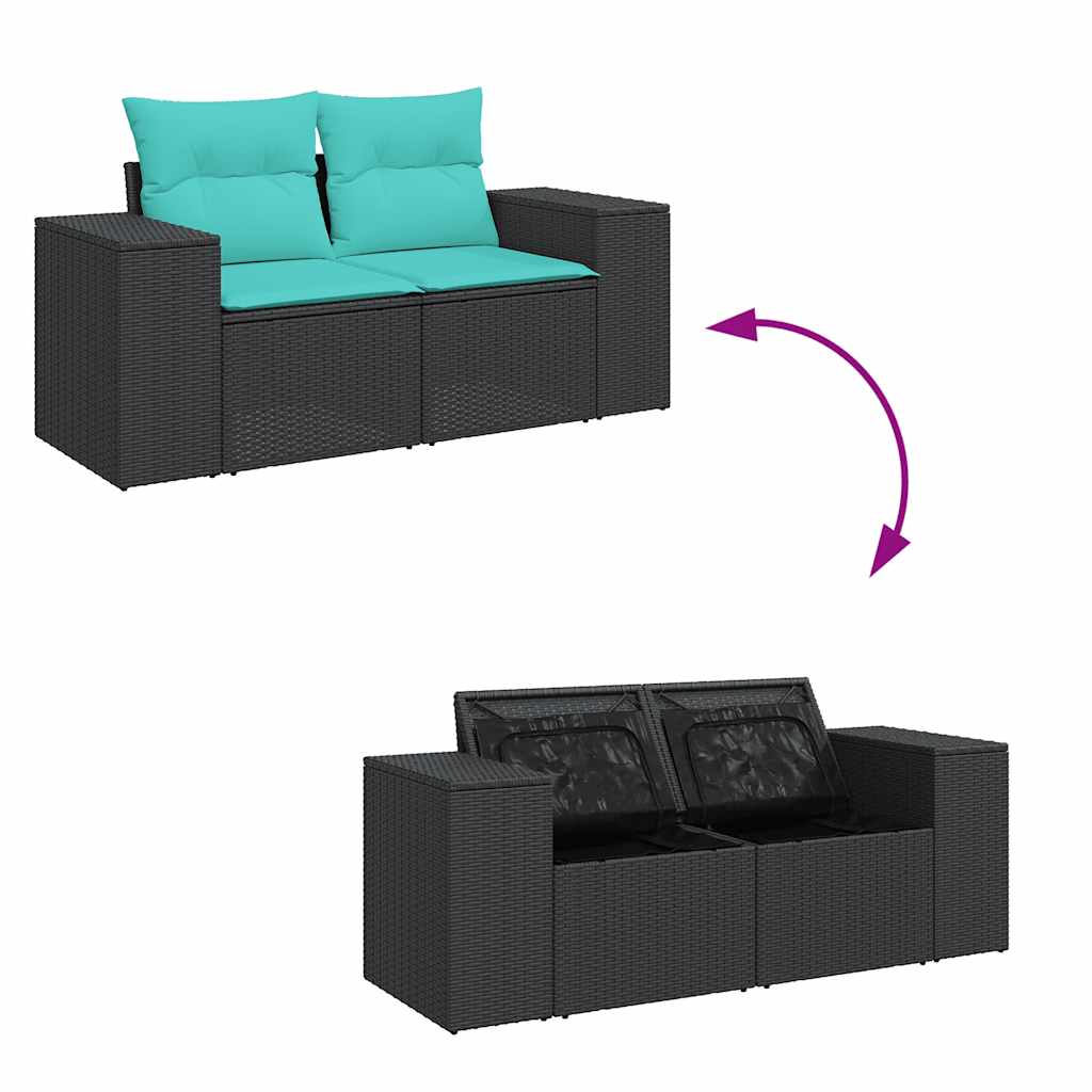 Gartensofa Mit Kissen 2-Sitzer Poly Rattan