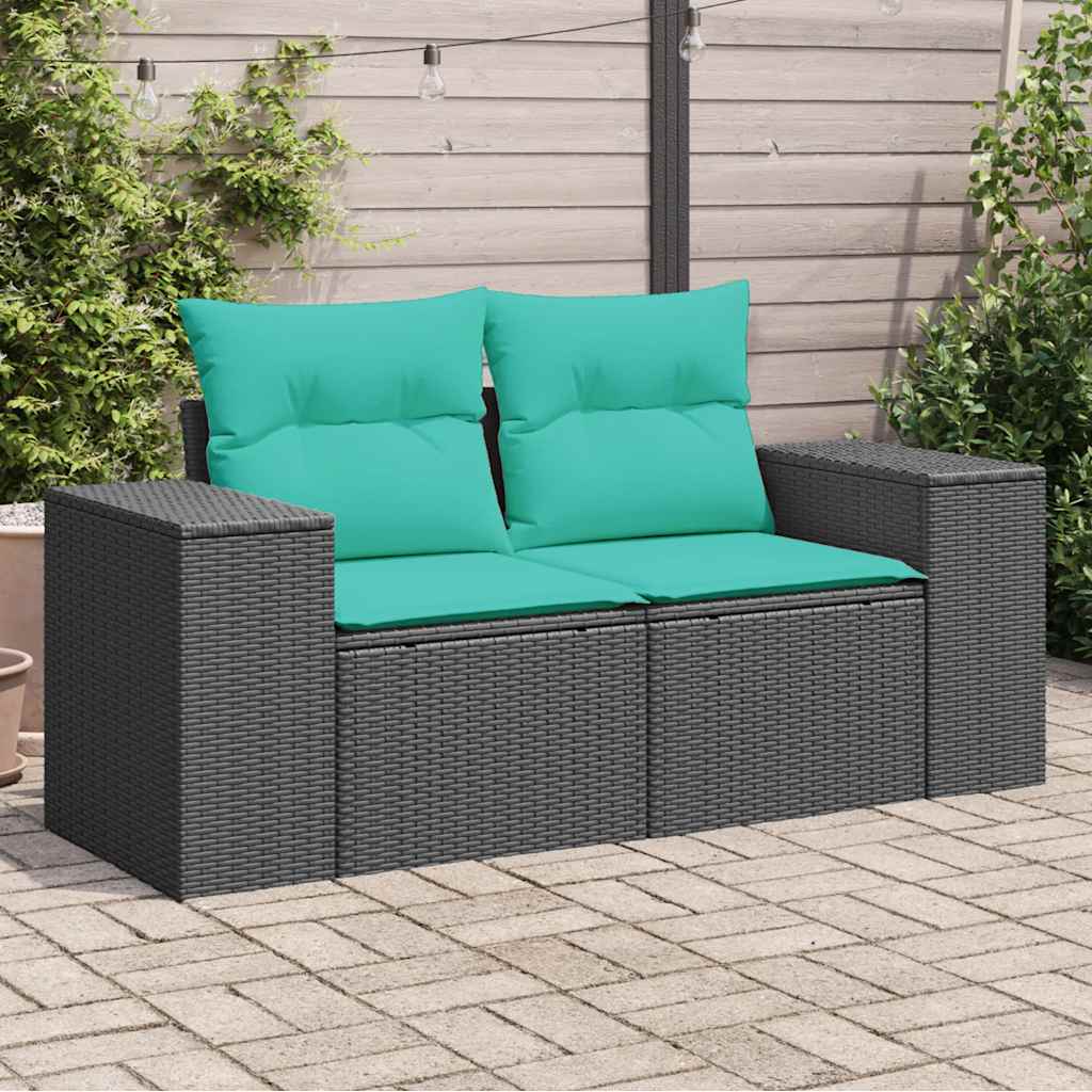 Gartensofa Mit Kissen 2-Sitzer Poly Rattan