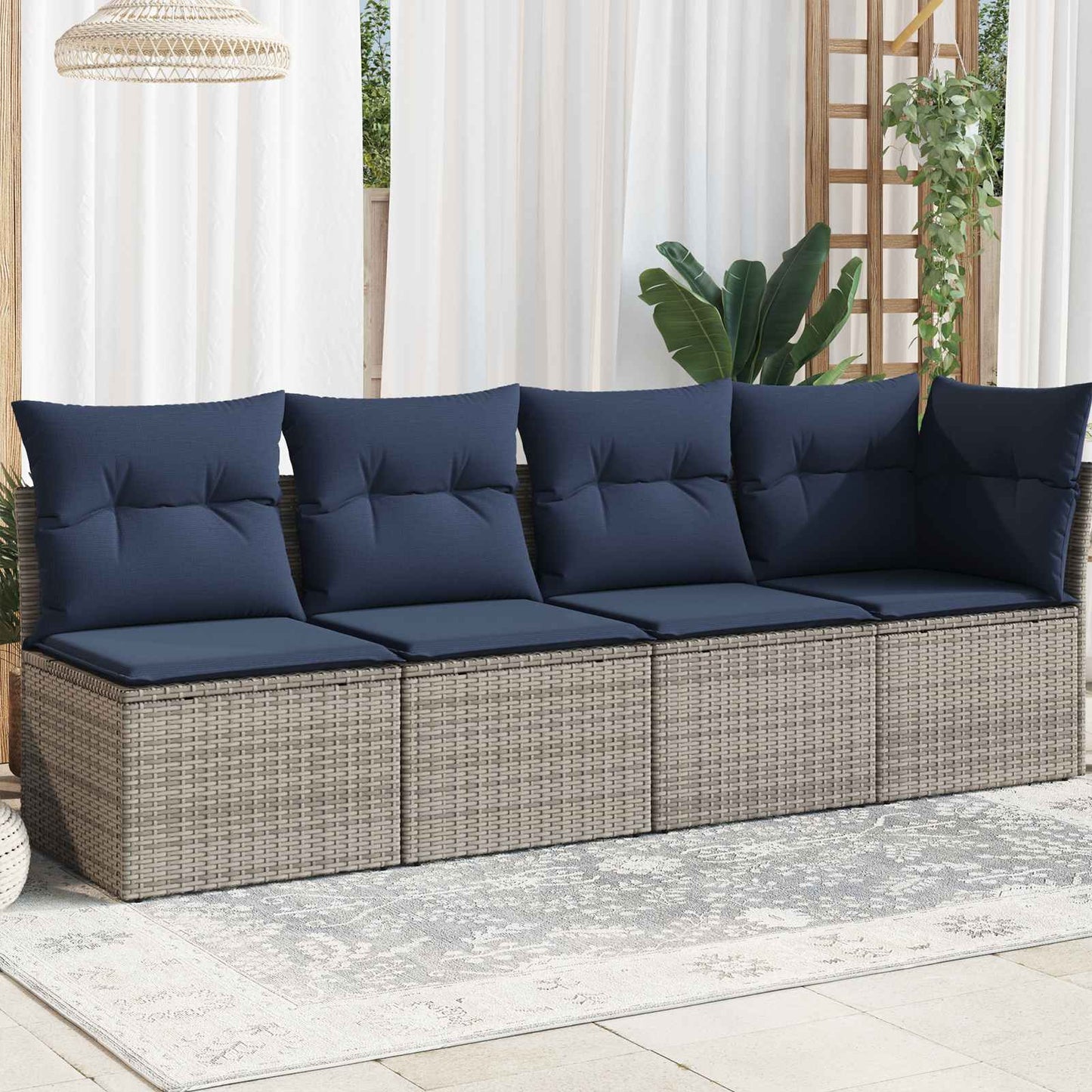 | Garten-Sofa | Mit Kissen 227 X 62 X 69 Cm Poly-Rattan