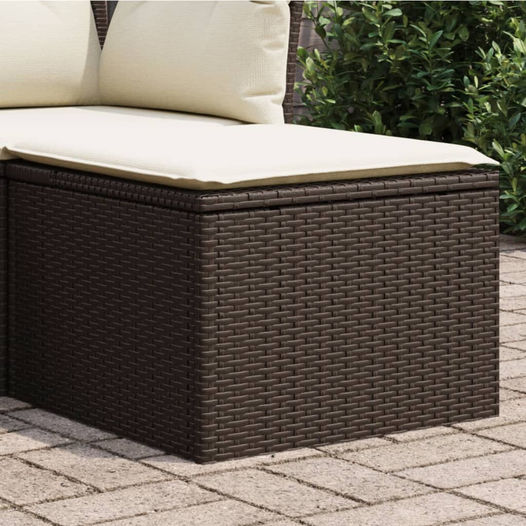 Gartenhocker Mit Kissen Beige 55X55X37 Cm Poly Rattan