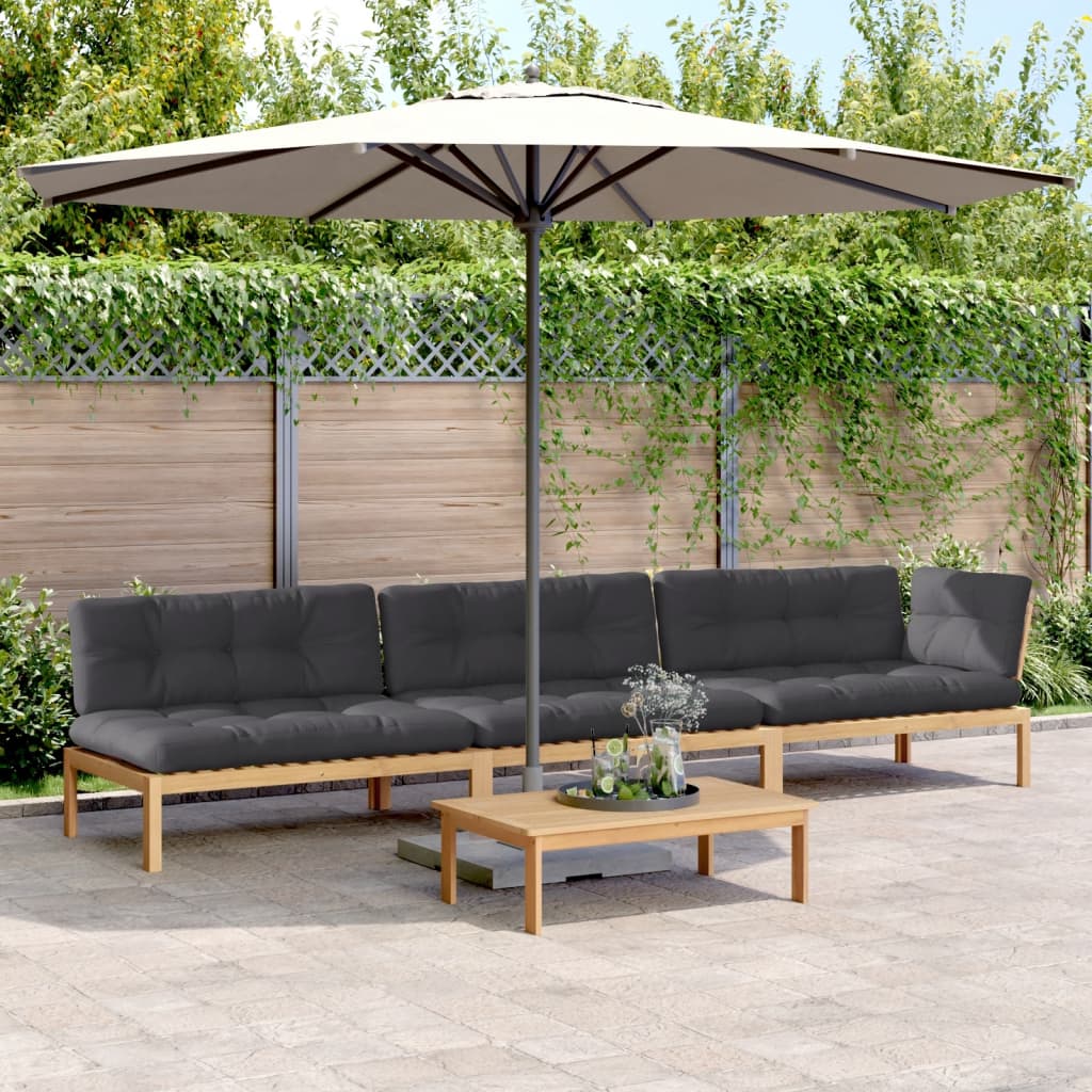 4-Tlg. Garten-Sofagarnitur Aus Paletten Mit Kissen Akazienholz
