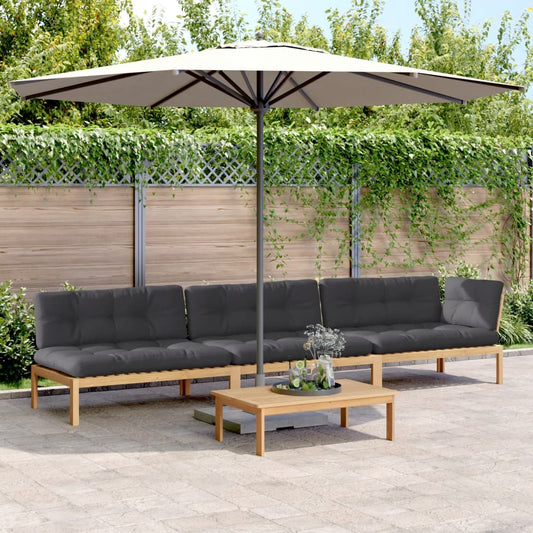 4-Tlg. Garten-Sofagarnitur Aus Paletten Mit Kissen Akazienholz