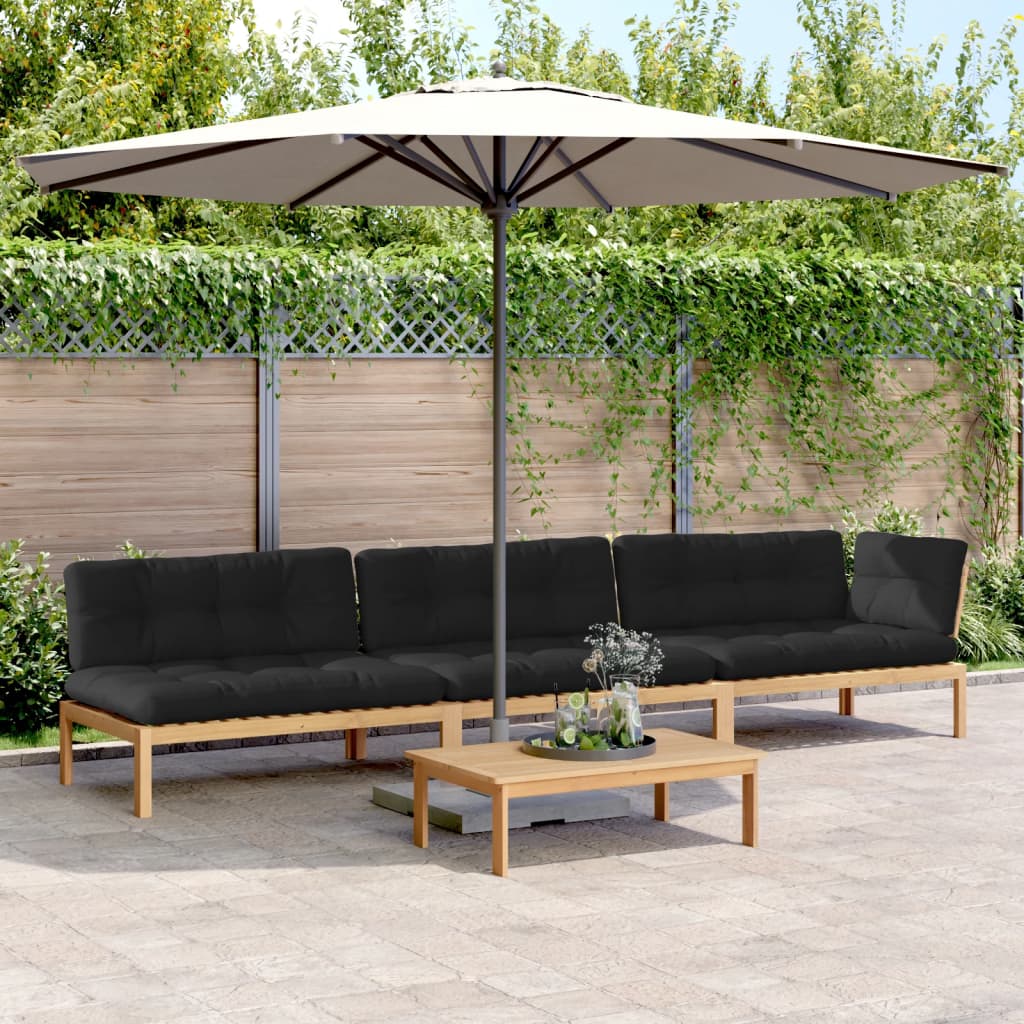 4-Tlg. Garten-Sofagarnitur Aus Paletten Mit Kissen Akazienholz