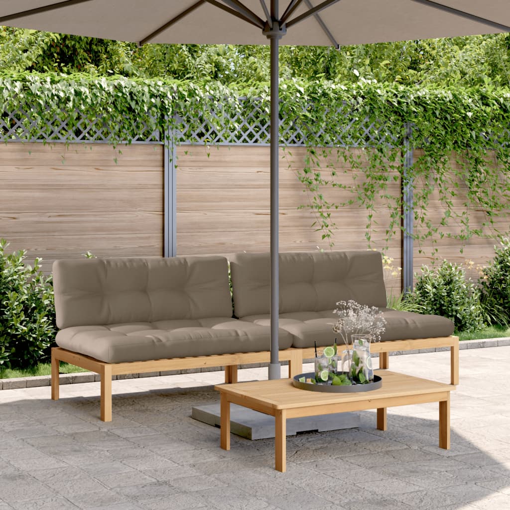 2-Tlg. Garten-Sofagarnitur Aus Paletten Mit Kissen Akazienholz