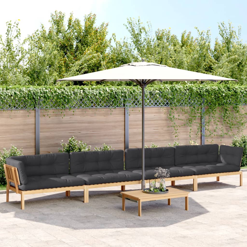 5-Tlg. Garten-Sofagarnitur Aus Paletten Mit Kissen Akazienholz