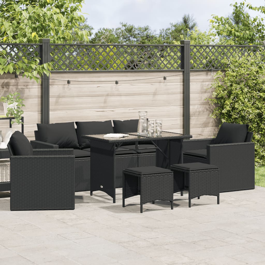 6-Tlg. Garten-Sofagarnitur Mit Kissen Beige Poly Rattan
