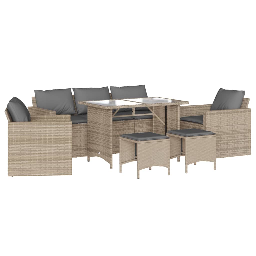 6-Tlg. Garten-Sofagarnitur Mit Kissen Beige Poly Rattan
