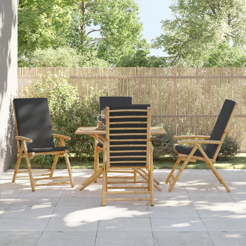 Gartenstühle 4 Stk. Verstellbar Klappbar Mit Kissen Bambus