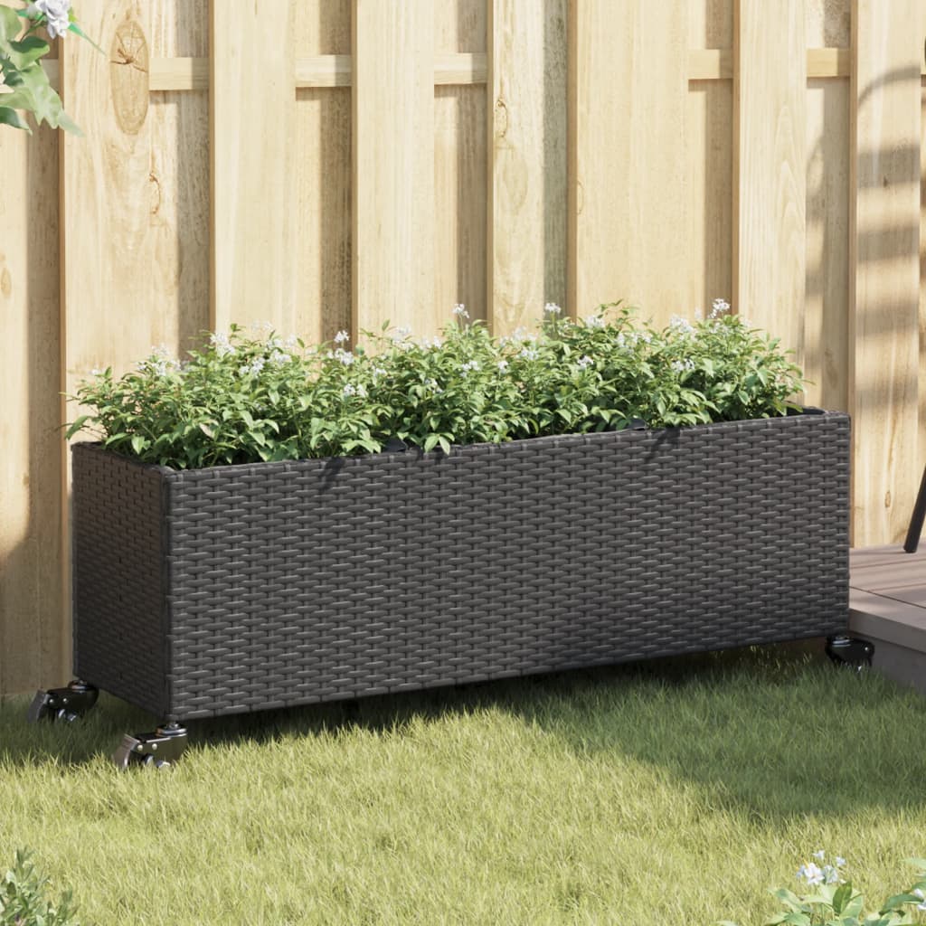 Pflanzkübel Mit Rollen 3 Töpfe Poly-Rattan