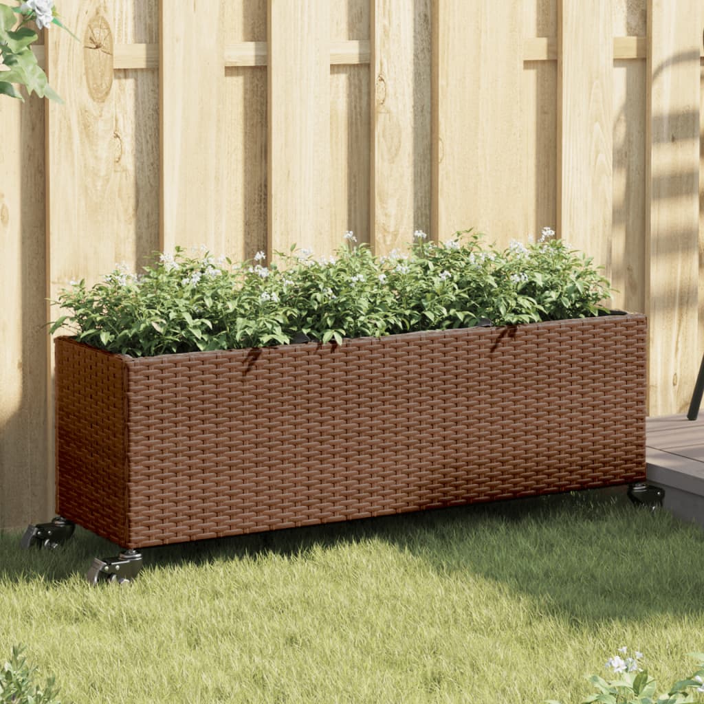 Pflanzkübel Mit Rollen 3 Töpfe Poly-Rattan