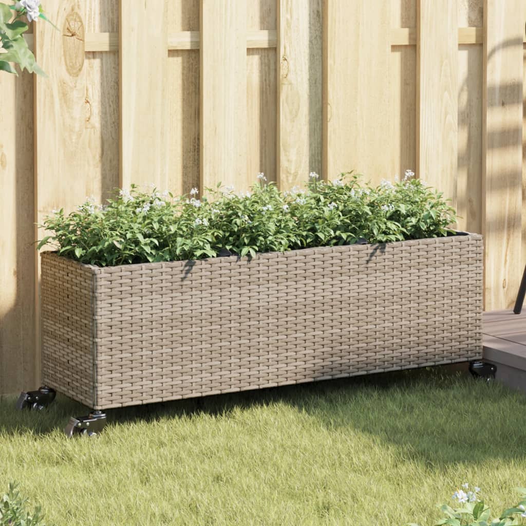 Pflanzkübel Mit Rollen 3 Töpfe Poly-Rattan