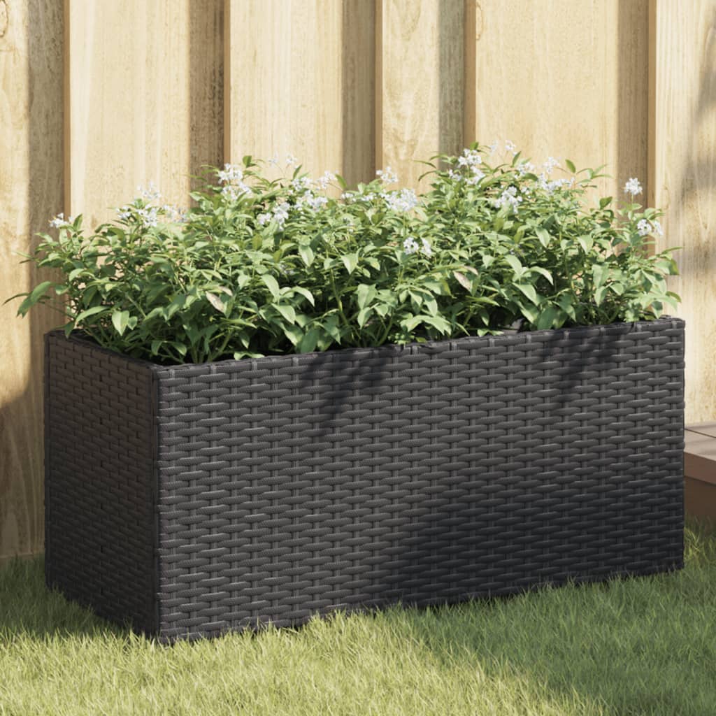 Pflanzkübel Mit Rollen 3 Töpfe Poly-Rattan