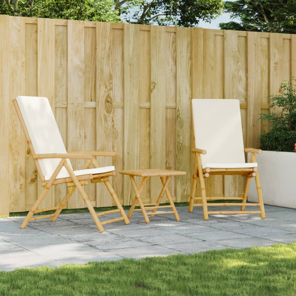 Gartenstühle 4 Stk. Verstellbar Klappbar Mit Kissen Bambus