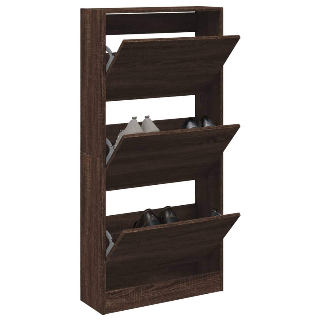 Schuhschrank Braun Eichen-Optik 60X34X63,5 Cm Holzwerkstoff Braune Eiche
