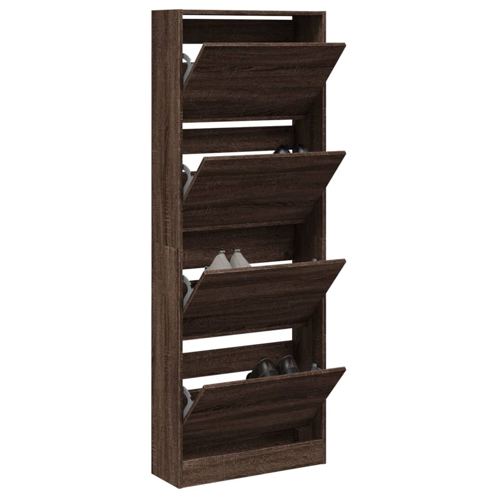 Schuhschrank Braun Eichen-Optik 60X34X63,5 Cm Holzwerkstoff Braune Eiche