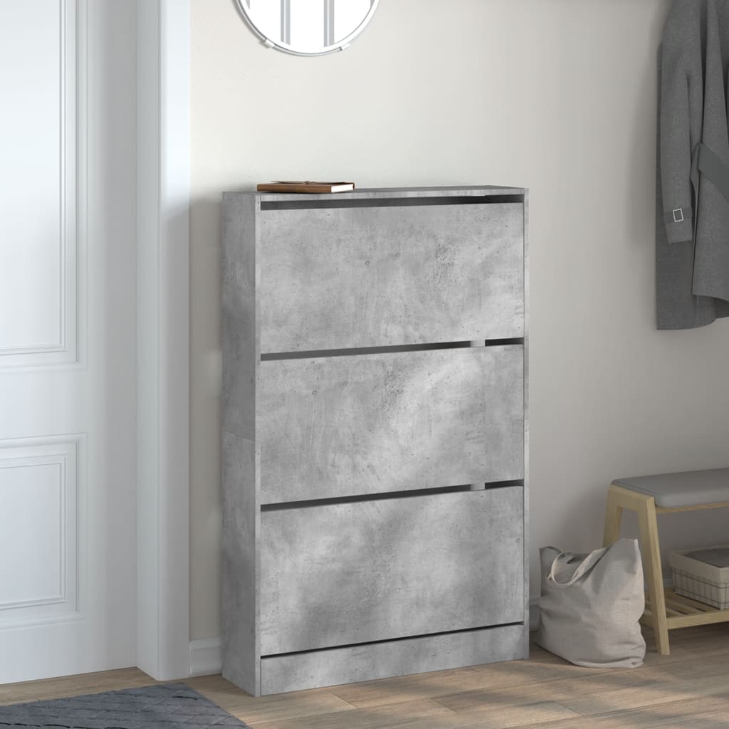 Schuhschrank 80X21X125,5 Cm Holzwerkstoff Betongrau