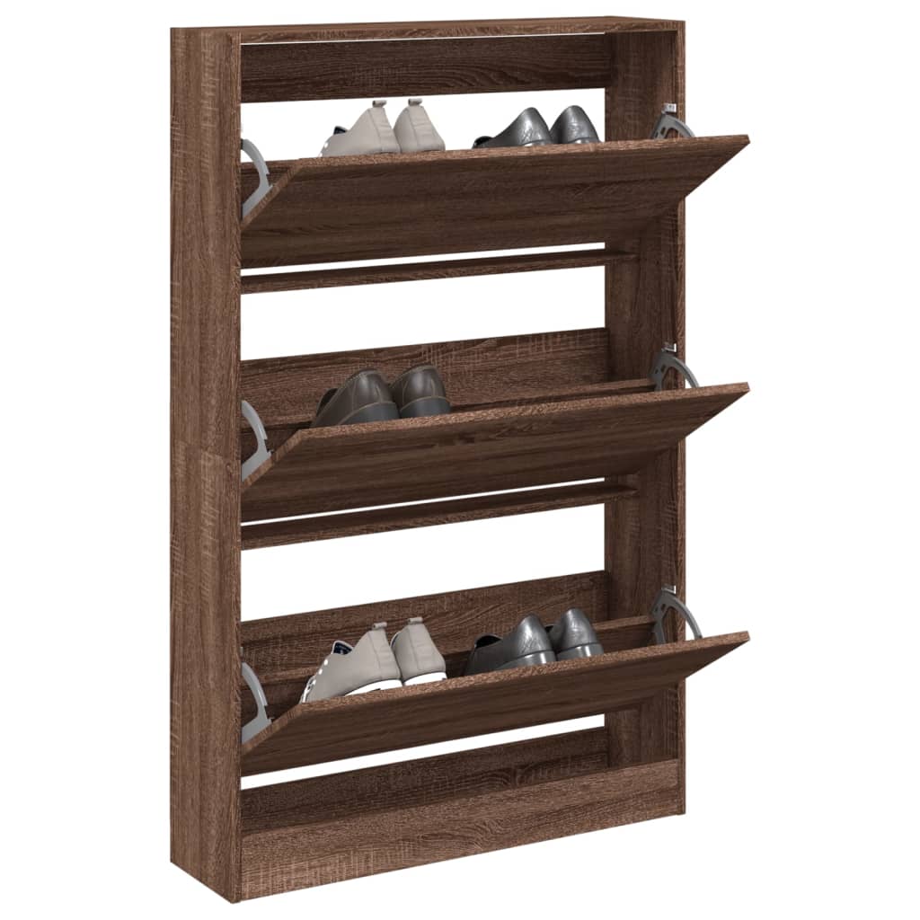 Schuhschrank Braun Eichen-Optik 60X34X63,5 Cm Holzwerkstoff Braune Eiche